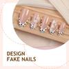 Flower Detail Press On Nail Manicure Kit With Soft Pink French Edge Design, Dot Pattern Finish and 24 Piece Multi Size Wear for Party Styling