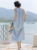 Laengsseon Ls_Classy Blue Halterneck Sleeveless Dress