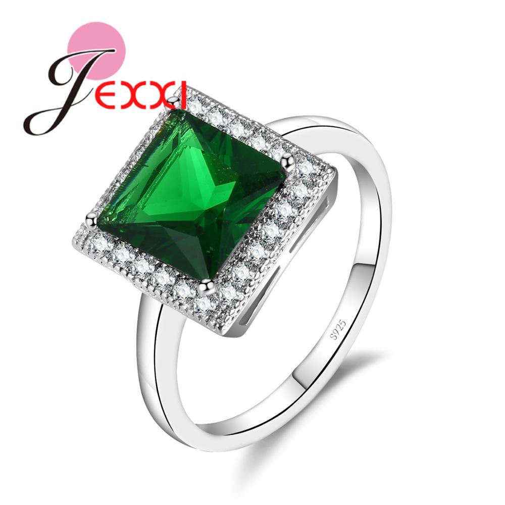 Square Shaped Big CZ Jewelry 925 Sterling Silver Color Color Ring Size 6 7 8 for Fashion Women Popular Engagement Ring Wholesale