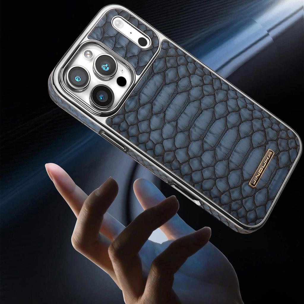 Premium Python Texture Artificial Leather Case For iPhone 17 Air 16 Pro Max 15 14 13 Luxury Business Stylish Anti-Slip Cover