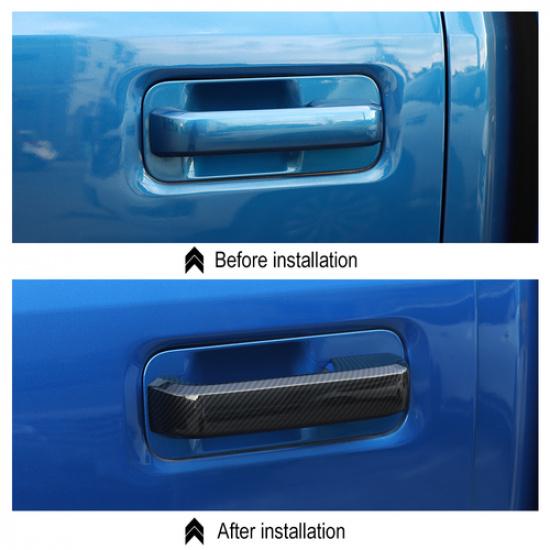 4pcs Exterior Door Handle Cover Trim Decor for Ford F150 2015- Carbon Fiber