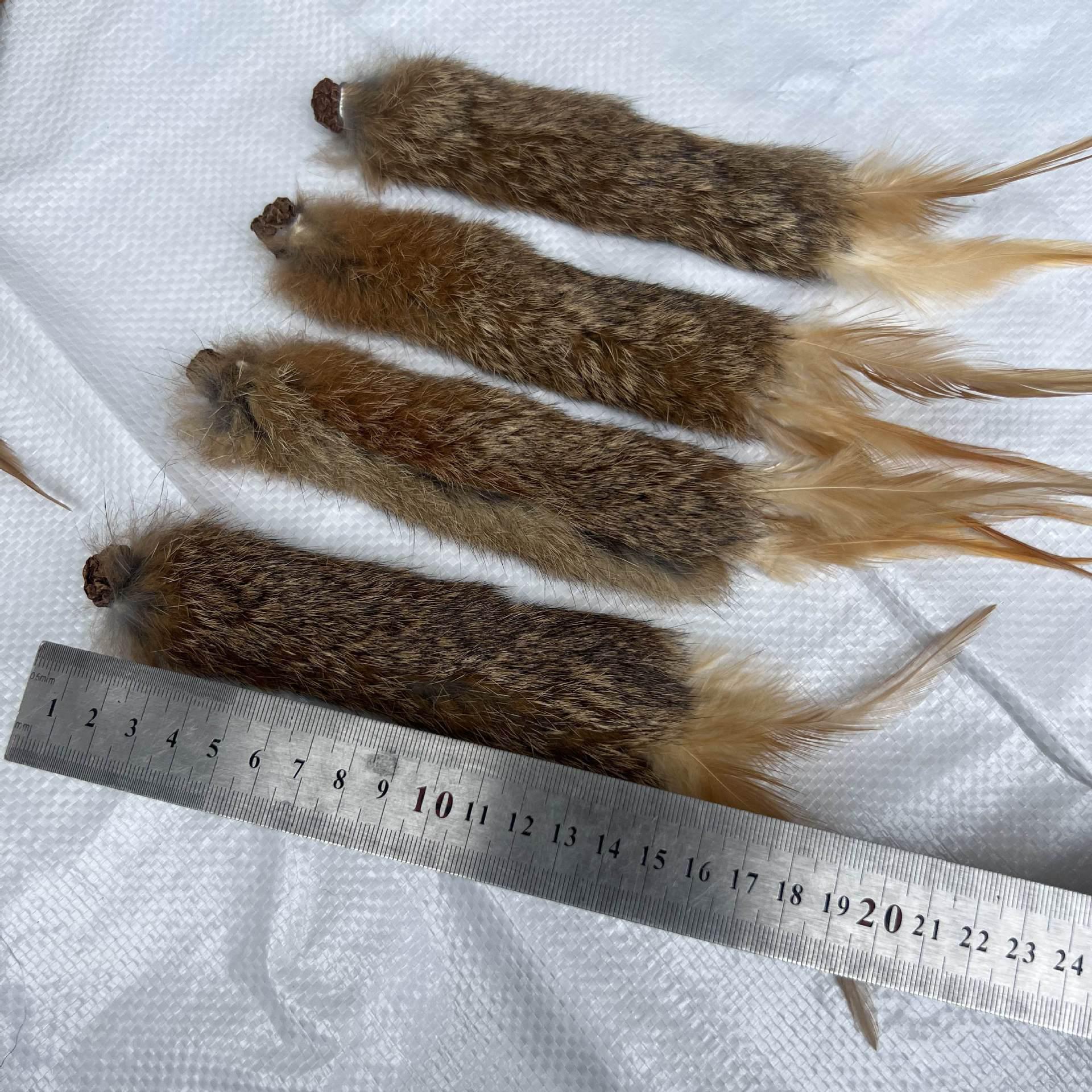 Cat Teaser Toy with Real Rabbit Fur Octopus & Feather Ball Replacement Heads