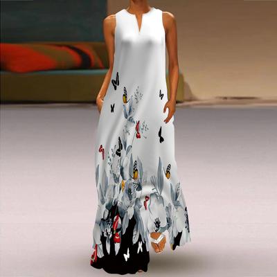 Dámske šaty áčkového strihu s dlhými rukávmi, motýľovou potlačou kvetov jeseň a zima, retro štýl s výstrihom do V, elegantný