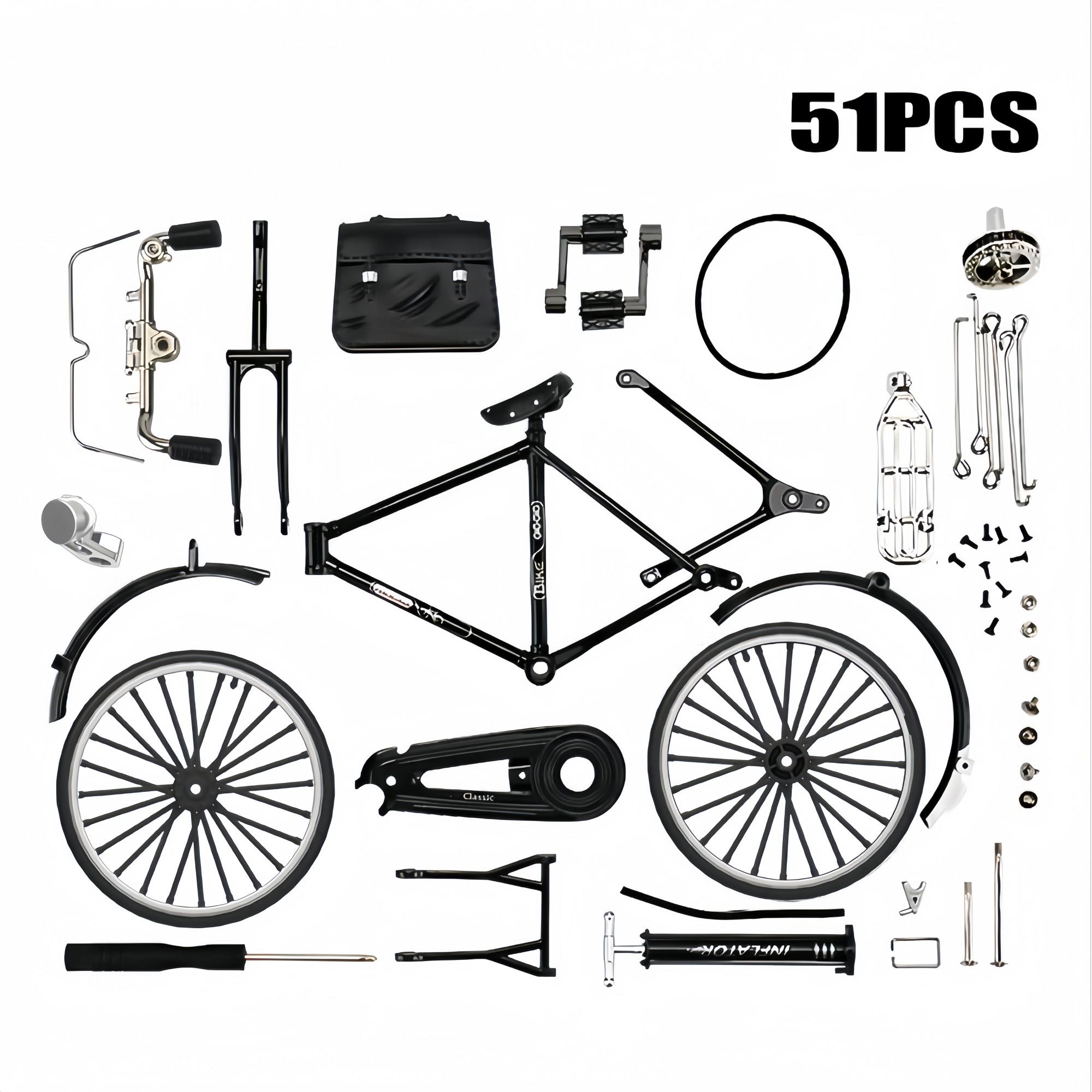 1:10 scale 28-inch bicycle model toy,DIY assembly miniature model,alloy,black,bicycle model