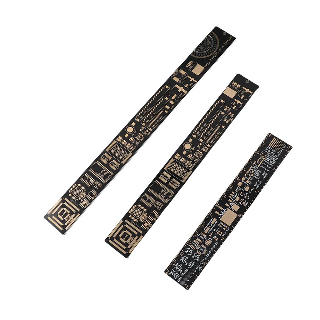 Multifunctional Gold Plated Ruler, 3 Pieces 6.3 or 7.87 or 10.23 Inch, Electronic Protractor, IC Wire Pitch, Resistance, PCB Measuring Gauge