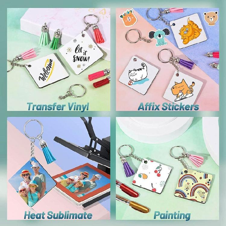 Heat Transfer Keychains Double-Sided Pendants Keychains for Sublimation Keyring