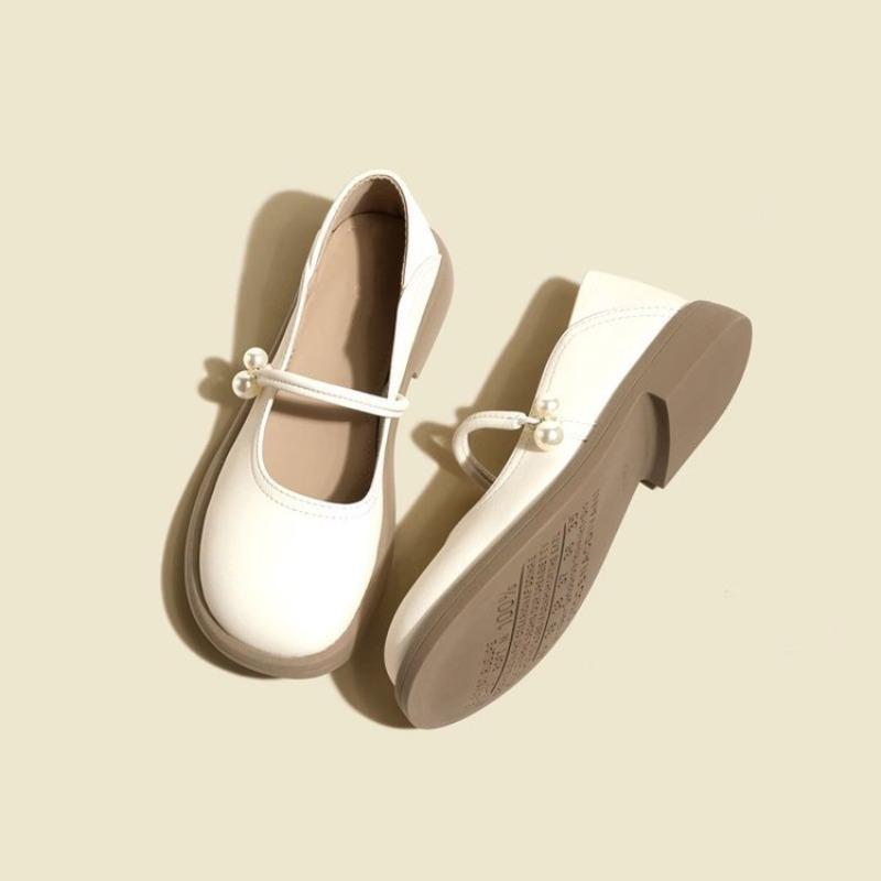 

Осенние туфли Мэри Джейн на мягкой подошве, маленькие кожаные туфли, женские новые туфли-лодочки, жемчужные, фея, нежные туфли 40