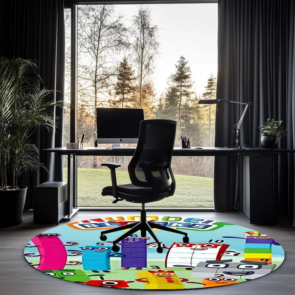 Numberblocks Printed Round Rug Carpet Chair Rug Area Rug Entryway Doormats,for Office Chair Living Room Bedroom Kitchen Room.
