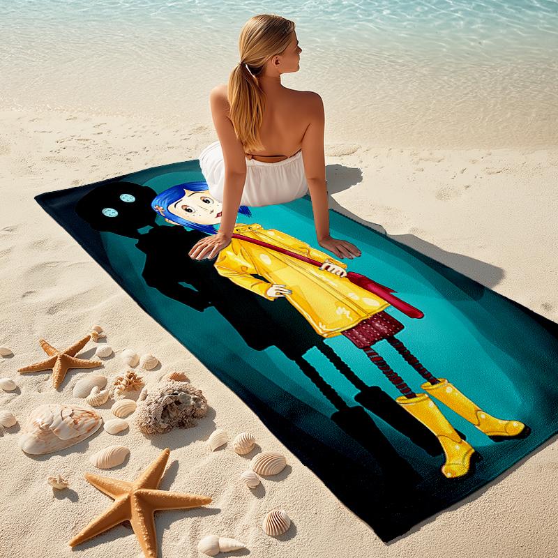 1pc C-Coraline (6) Beach Towel, Comfortable and Thick, and Swimming/Bath/Picnic/Camping Towel, Suitable for Seaside Beaches