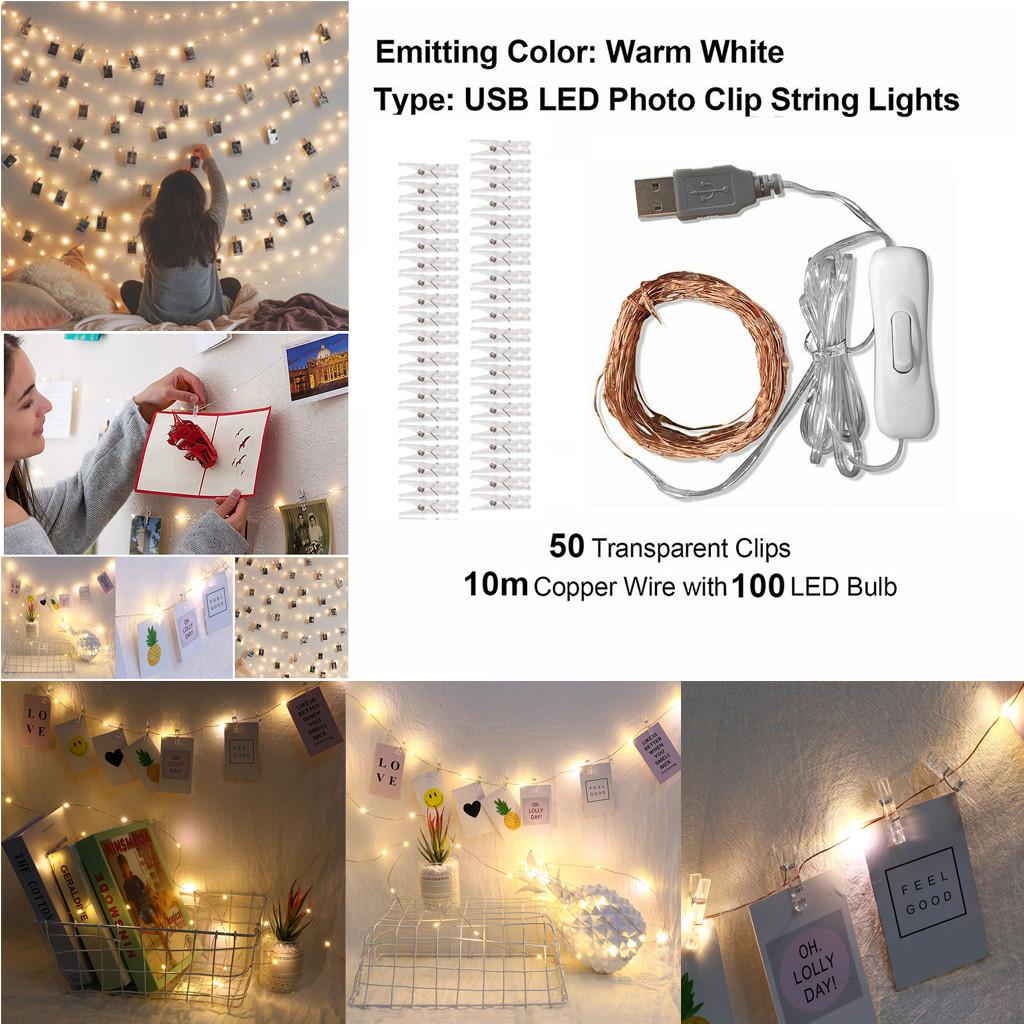 Zdjęcie Klip LED String Z Klipami Do Wiszącego Obrazu Wedding Party Decor 2/5 / 10M