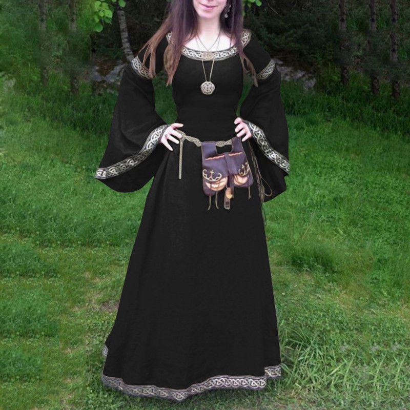 Women Vintage Gothic Maxi Dress Costume Medieval Renaissance Long Cosplay Dress Women Vintage Gothic Maxi Dress Costume Medieval Renaissance Long Cosplay Dress