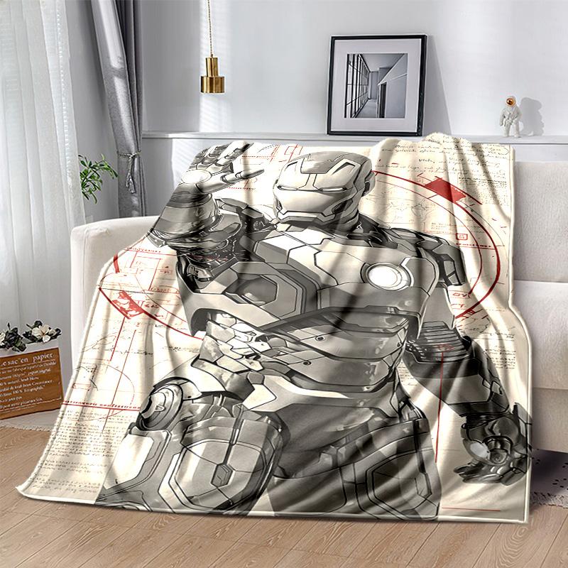 1pc Iron Man Suit Marvel Soft Throw Blanket Flannel All Season Light Weight Living Room/Bedroom Warm Blanket. M731033