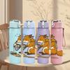 1PC Fox Digging Hole Cartoon 750ml Color Plastic Sports Water Bottle Leakproof Flip Straw Lid Suitable for Sports Office Home Use