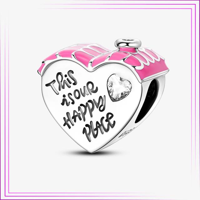 925 Sterling Sølv Hjerte Blomst Luftballong Flamingo Rosa Sjarm Plata De Ley Bil Katt Perle DIY For Originalt Armbånd Smykker