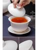 Mutton Fat White Porcelain Kung Fu Tea Set - Teapot, Gaiwan, and Teacup for Home & Office