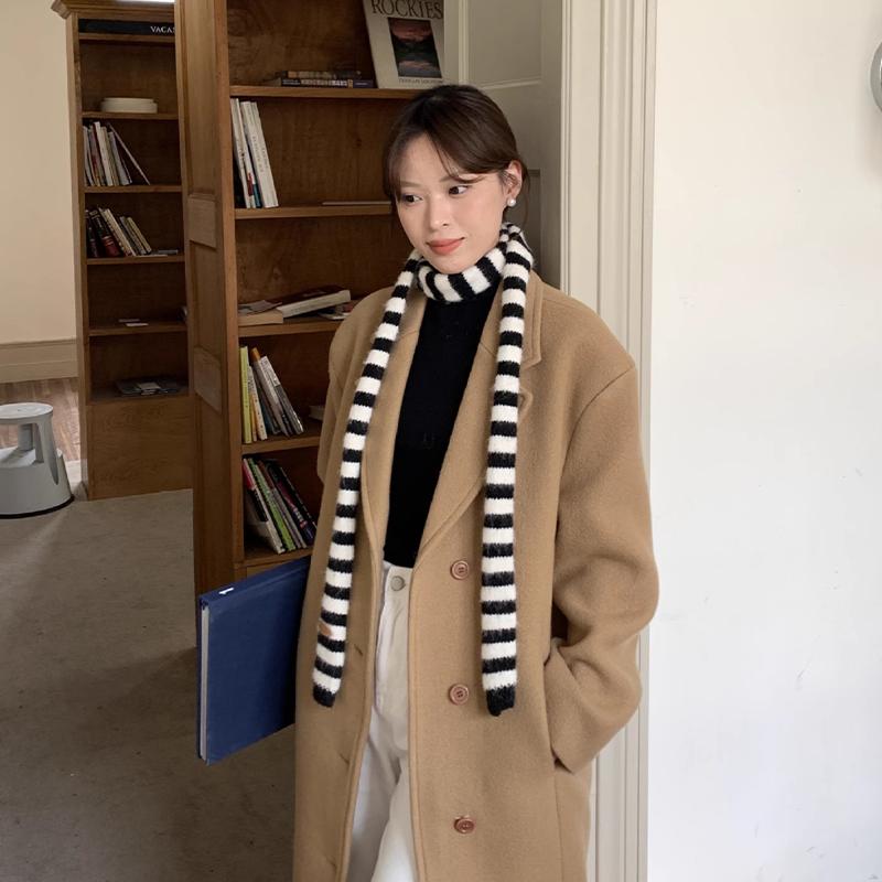 Jesienny i Zimowy Styl Pasiasty Wysokiej Klasy Wszechstronny Ciepły Szalik Koreański Styl Atmosfera Ochrona Szyi Wąski Szalik