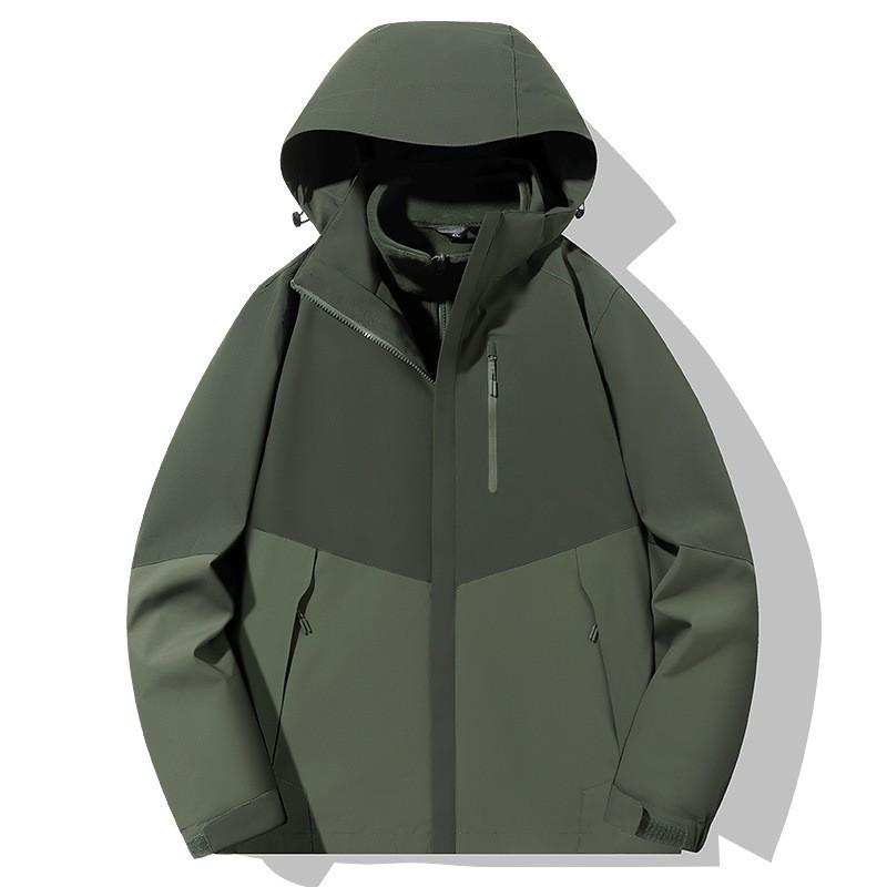 Men Women 3-in-1 Detachable Hooded Windproof Waterproof Outdoor Jacket With Fleece Liner Hiking Camping Cycling Winter