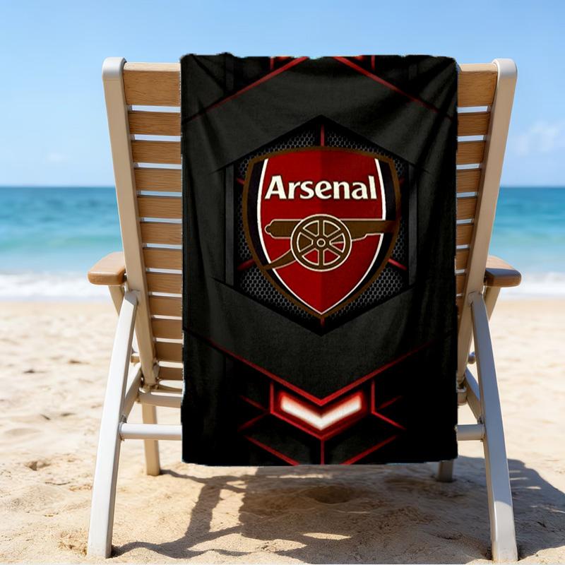 Arsenal Football Club Crest Printed Beach Towel, Super Soft Microfiber, Perfect Gift Birthday, for Pool, Beach, Travel, for family and friends