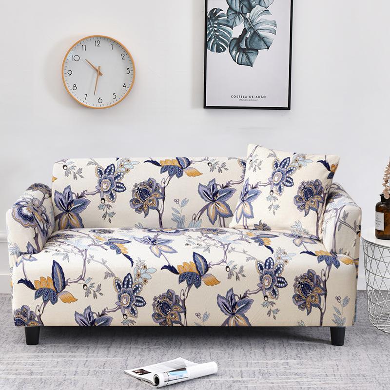 Geometric Plant Print Leisure Sofa Cover L Shape 1/2/3/4 Seat Small Sofa Sofa Cushion Kids Sofa Armchair Straight Sofa Cover