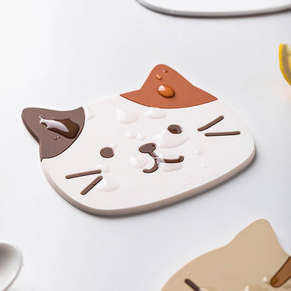 Cat Shaped Tea Coaster Cup Mat Pad Mug Holder Mat Coffee Drinks Table Placemats Heat-resistant Cup Coasters Home Decor Gift