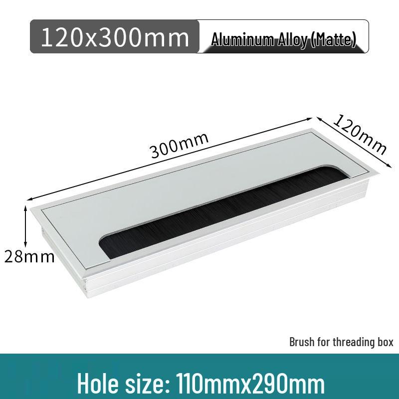 Aluminum Office Desk Cable Cover with Bristles - Sound-Dampening Rectangular Wire Organizer