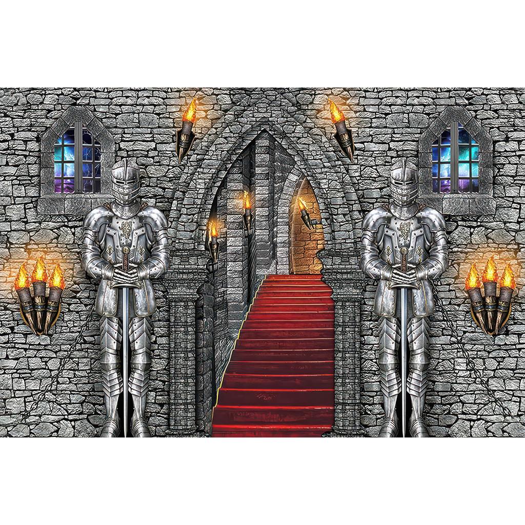 Medieval Party Backdrop Decorations Vintage Castle Backdrop Arch Door Window Knight Photography Photo Stone Wall Background Prop
