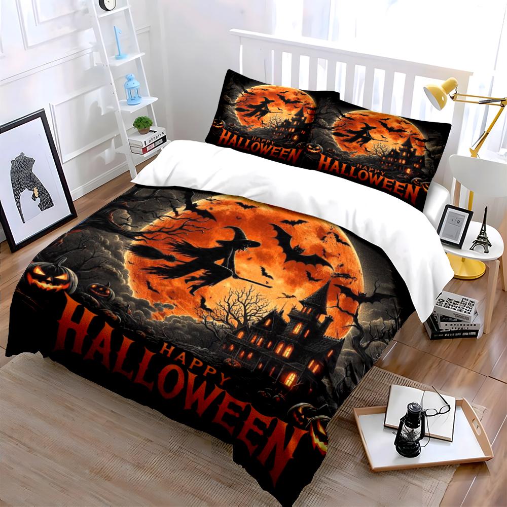 Halloween Themed Bedding Set Bedding set (1 duvet cover, 2 pillowcases, duvet not included)