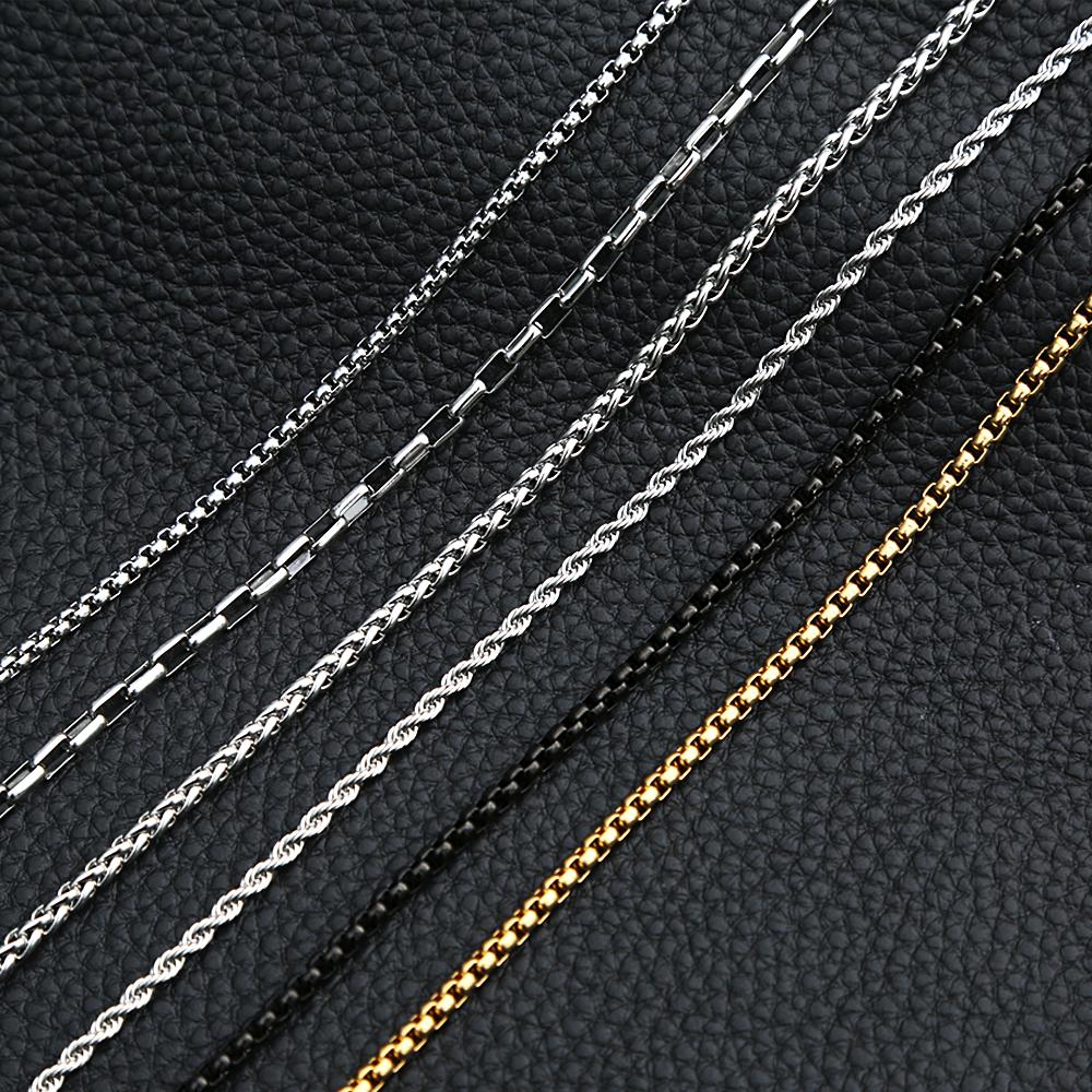3mm Rolo Link Chain 316L Stainless Steel Necklace Gold/Steel Color 60CM Long Chain Lobster Clasp Necklace For Men Women Gifts