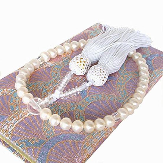 [enyapearl] Prayer Beads, Made with Genuine Freshwater Pearls, Comes with a Dedicated Case, White Tassel, One-Handed Prayer Beads for Women, Suitable