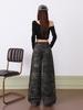 Jeans Denim Mimetici Retro Americani da Donna - Autunno 2025 Slim Fit, Dritti Larghi, Casual a Gamba Larga, Pantaloni Lunghi fino a Terra