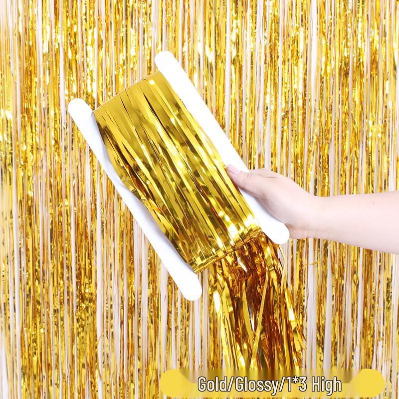 Silk Tassel Door Curtain: Black, Gold & Silver Decoration for Parties, Events & Photos