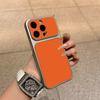 Large Window Synthetic Leather Casing for iPhone Pure Orange Printed Patterned Plain Shell Soft Case Protective Cover | BP B031