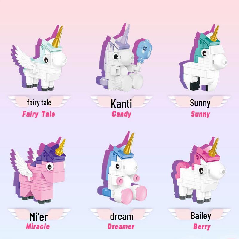 Xingbao Mini Cartoon Unicorn Rainbow Pegasus Building Blocks - 12 Styles
