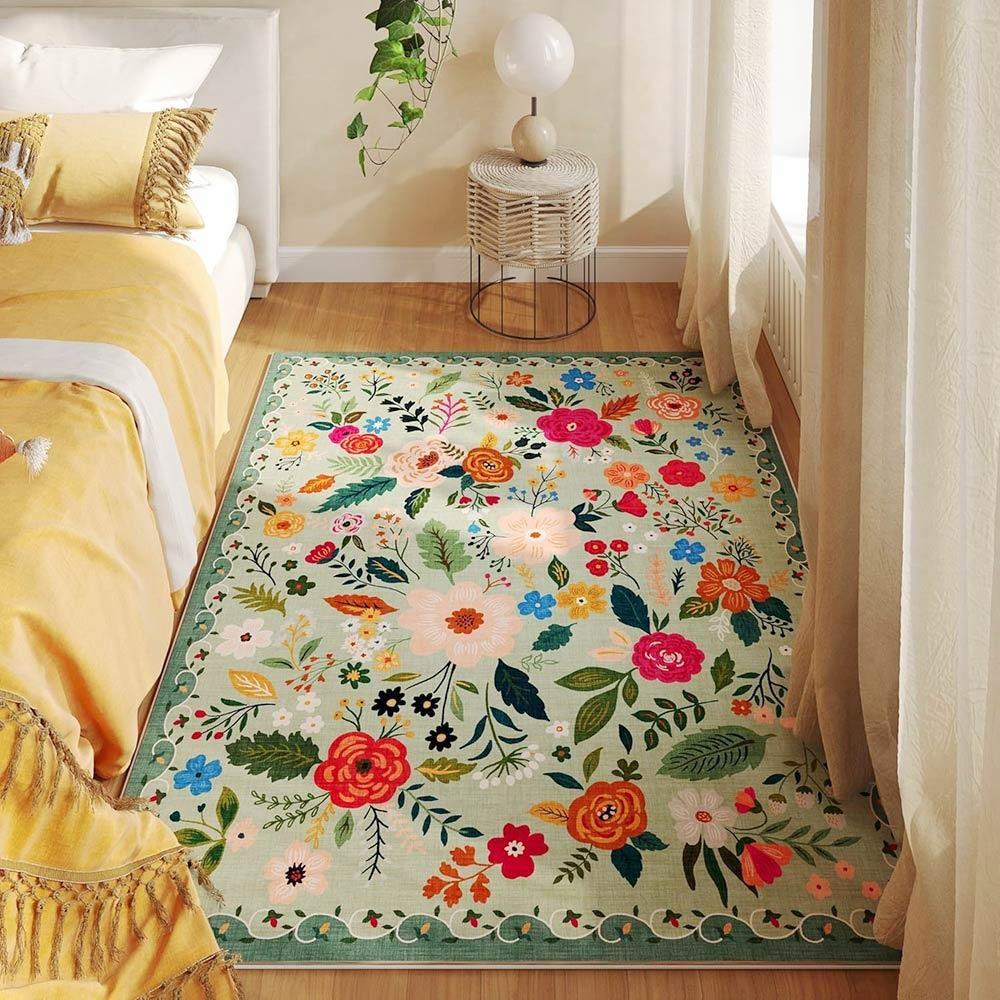 Non-slip Floor Mat Soft Door Gasket Portable Flower Carpet  for Living Room Tea Table Bedside