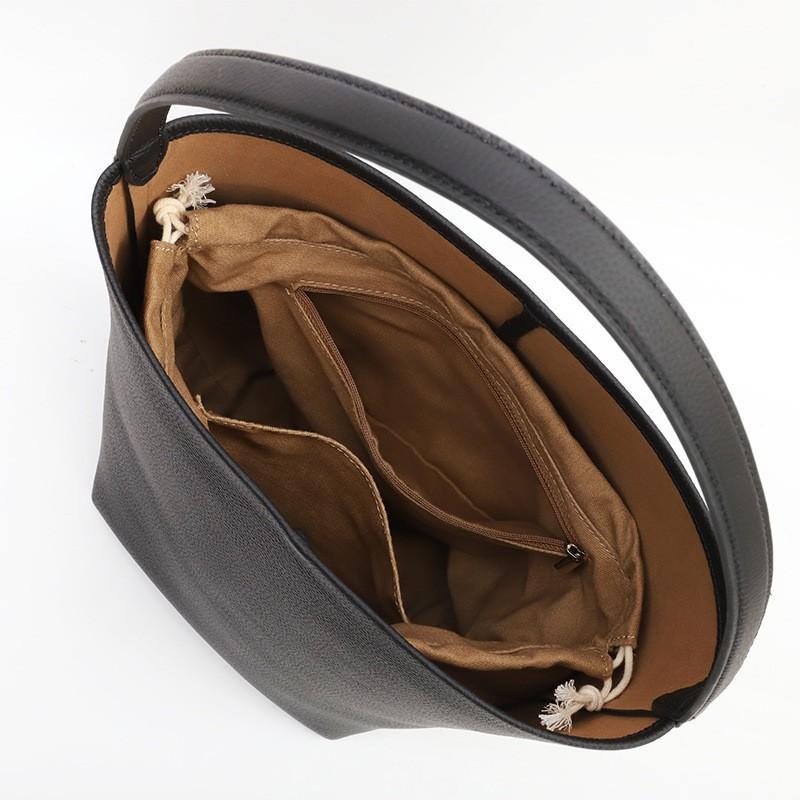 Korean Commuter Portable One-shoulder Tote Bag Leather Top-layer Cowhide Underarm Large-capacity Bucket