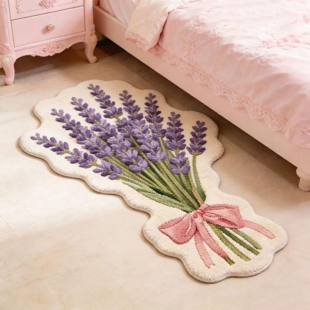 

Useful Flower Shape Fluffy Soft Carpets Bow Design Comfortable Irregular Bedside Rug Colorful Decorative Rug Bedroom