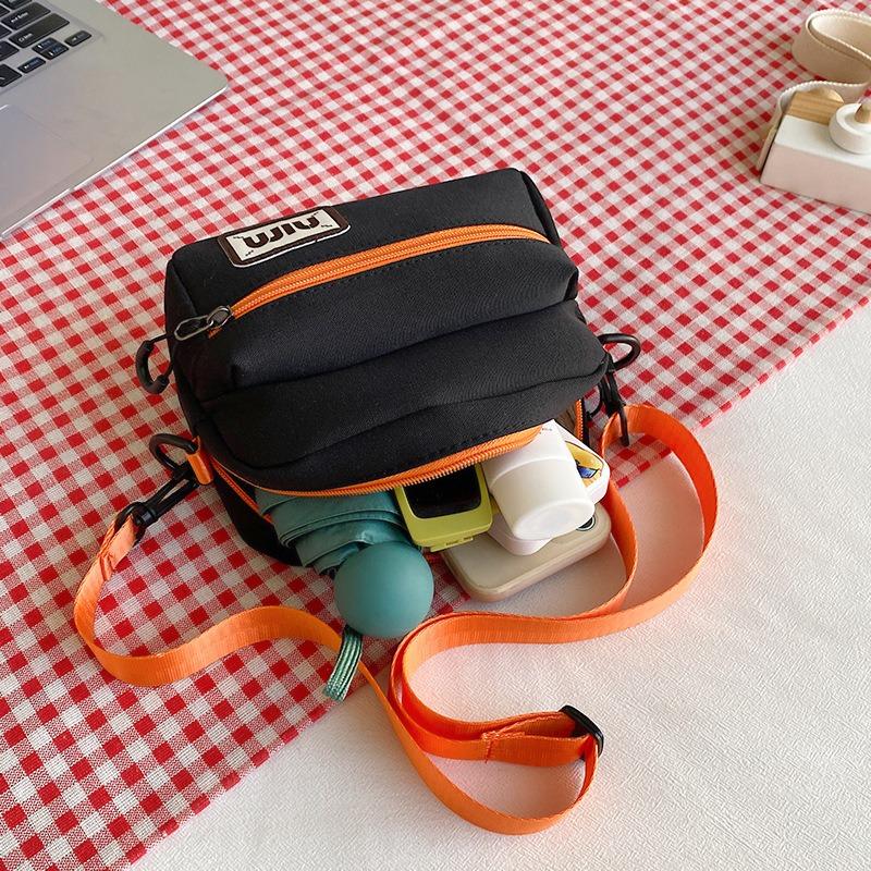 New Nylon Women's Bag Trendy Color Block Mini Square Purse Korean Style Crossbody Shoulder Bag