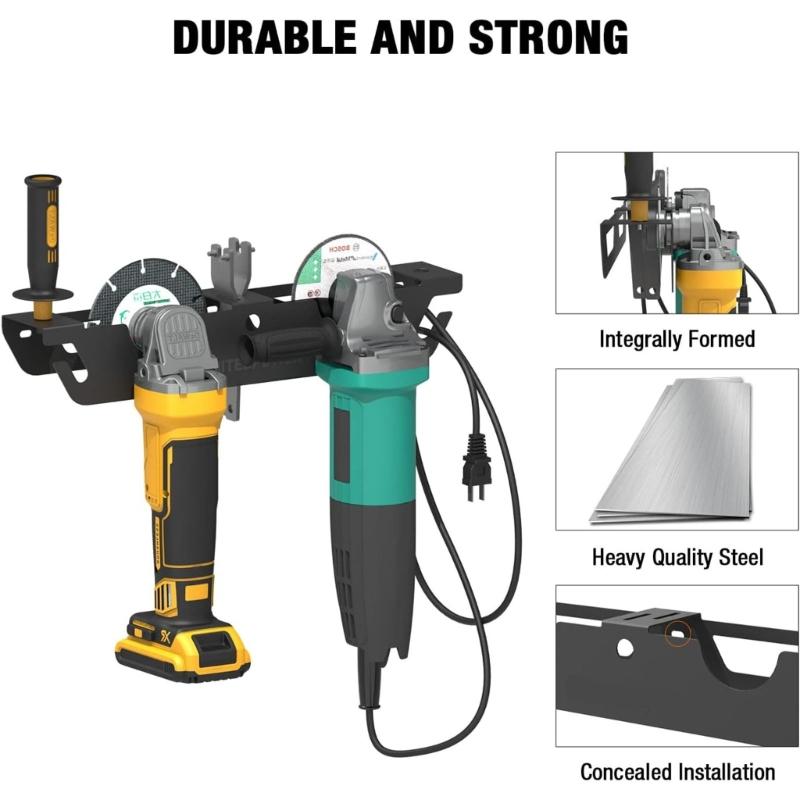 Space Saving Designs Wall Mounted Grinder Wall Storage Brackets with Sturdy Carbon Steel Materials Construction