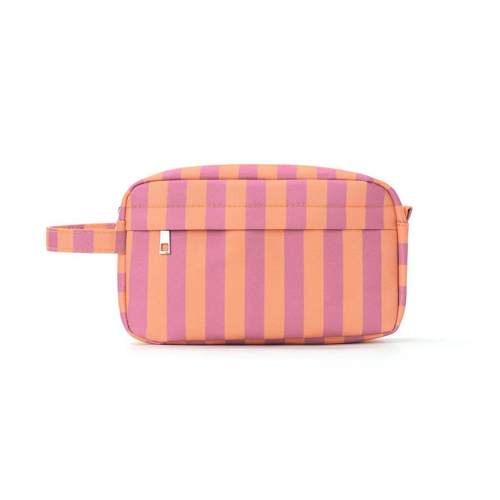 Women's Durable Portable Waterproof Striped Oxford Cloth Makeup Bag with Compartments