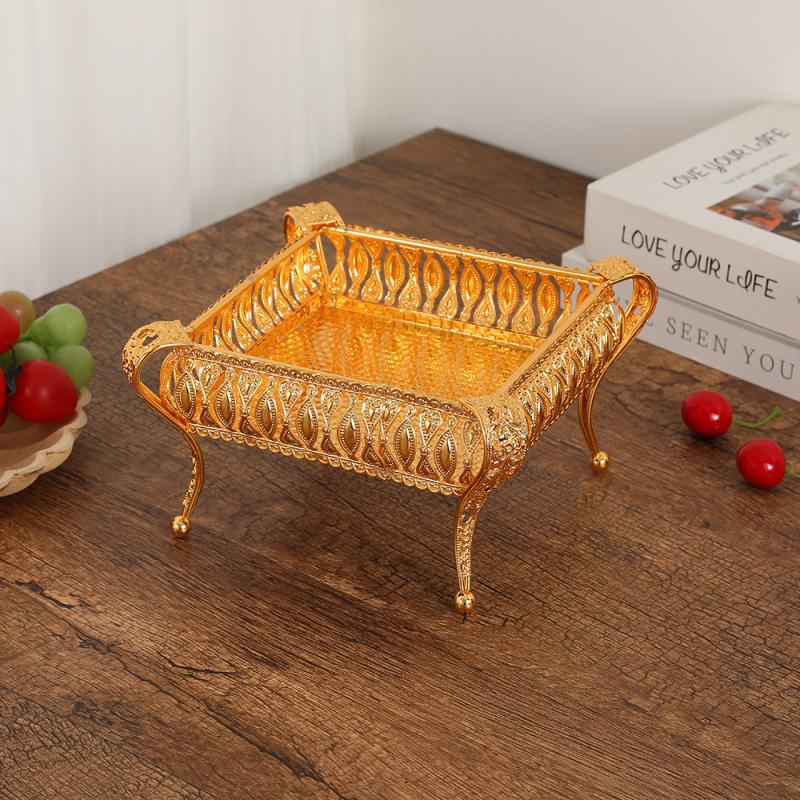 European Vintage Fruit Plate High-End Round El Glass Plate Multi-Layer Fruit Basket  Creative Cake Plate Ornaments