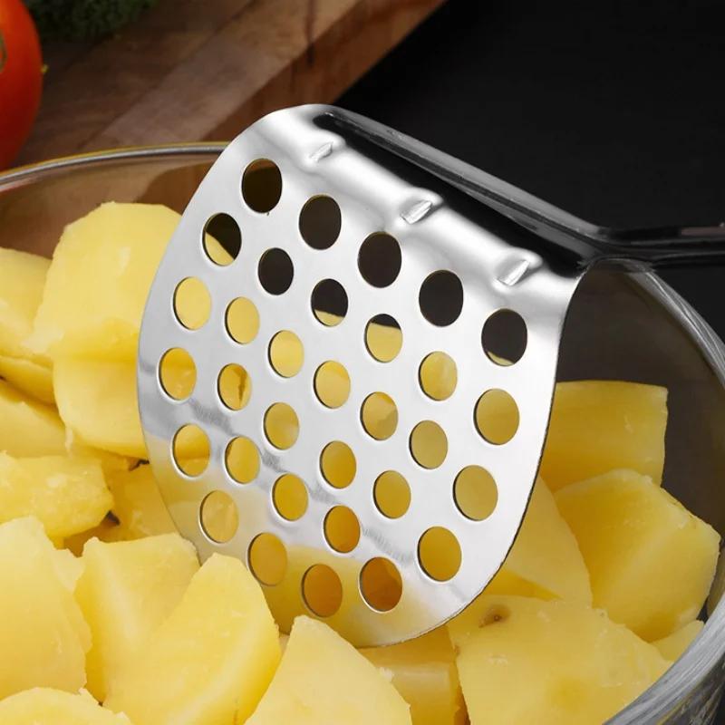 Stainless Steel Potato Masher Manual Fruit Vegetable Pressure Mud Machine Kitchen Children Food Crusher Complementary Gadget