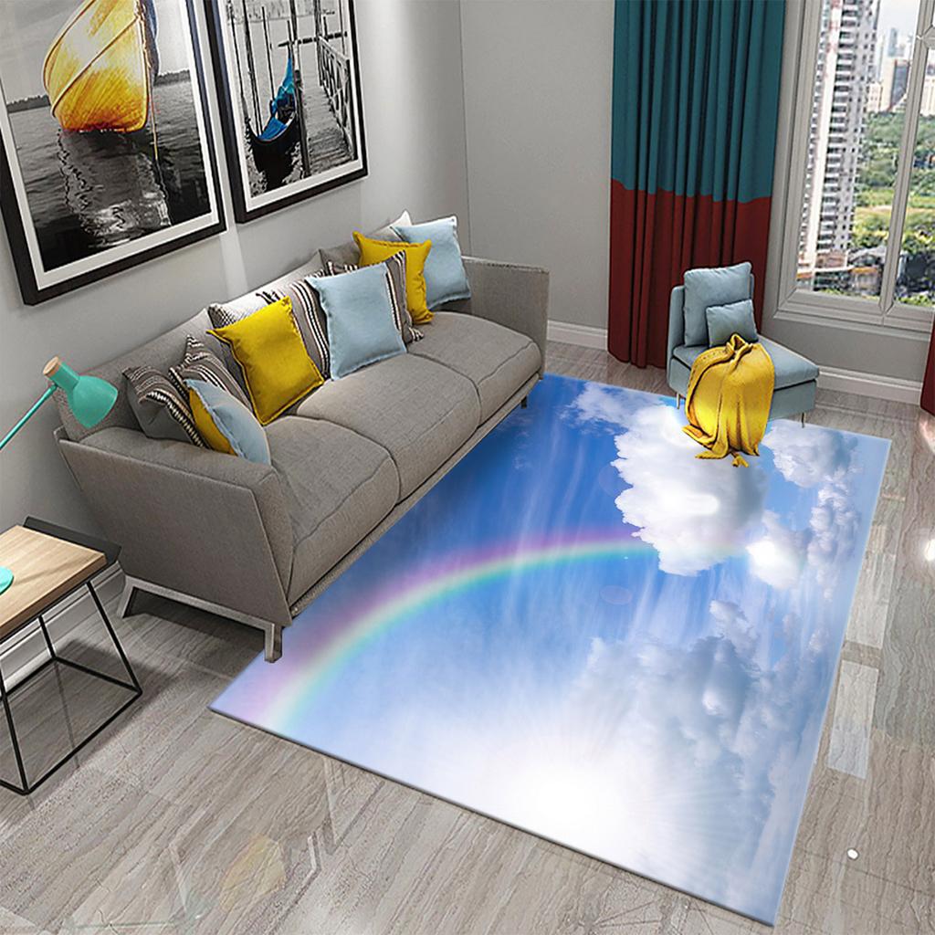 Cloud Carpet Blue Sky White Clouds Rainbow Rugs Doormat Anti Slip Floor Carpet Bathroom Kitchen Rugs Bathroom Living Room Decor