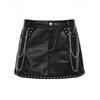 Womens Punk Rivet PU Leather Mini Skirt Sexy Streetwear Bodycon Teens