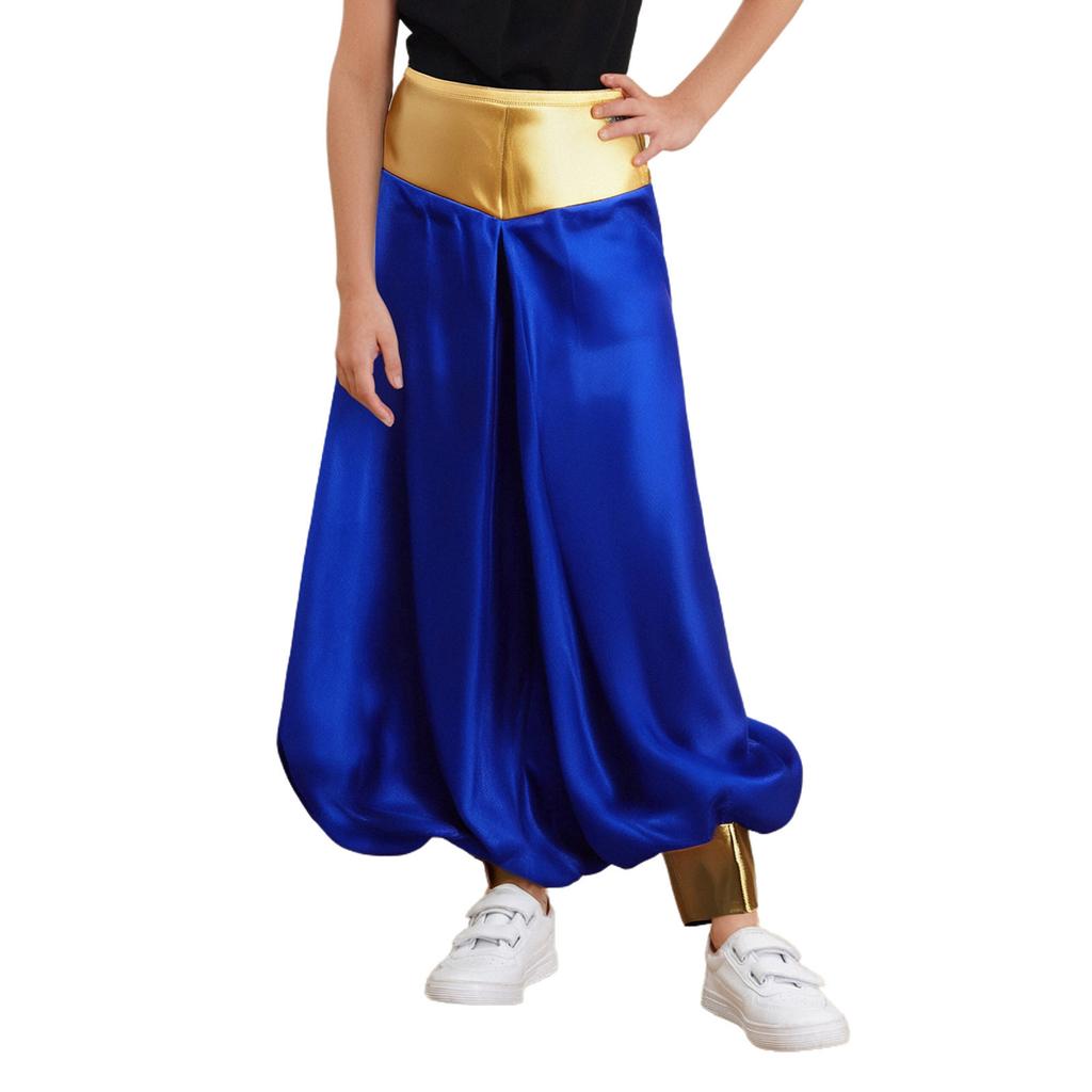 Boys Arabian Prince Costume High Waist Loose Harem Pants Casual Baggy Dance Pants Halloween Outfit
