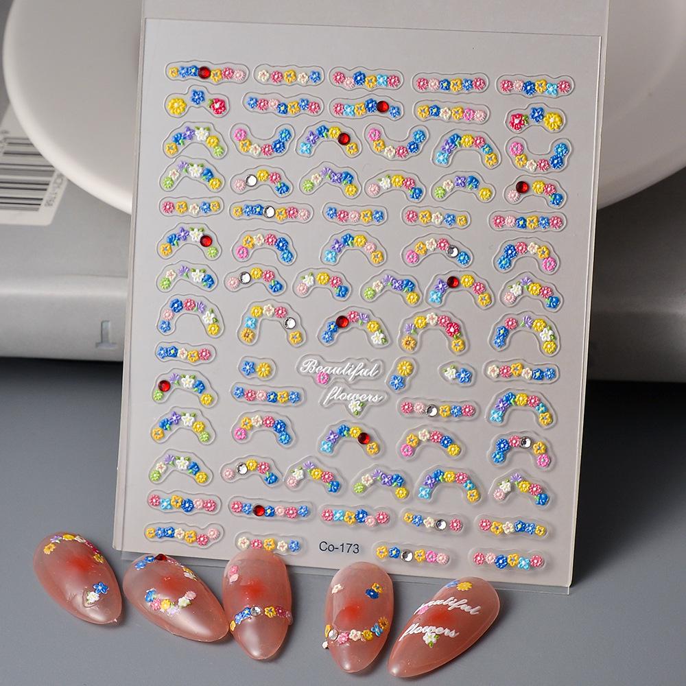 

Colorful Daisies Rhinestone Flower Nail Art Stickers for DIY Summer Designs