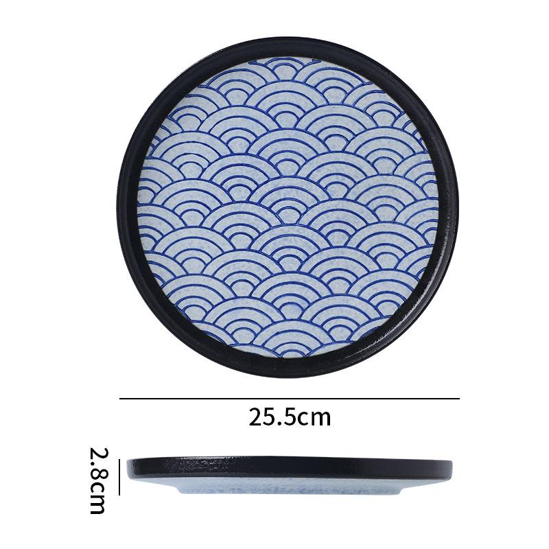 Japanese Classic Blue Pattern Tableware Hotel Style Western Food Plate Deep Plate Household High Value Shallow Plate Ceramic Disc