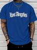 Men's Summer 100 Cotton Fashionable Casual Loose Plus Size Los Angeles Letter Printed Sports Round Neck Short Sleeved 2D T-shirt