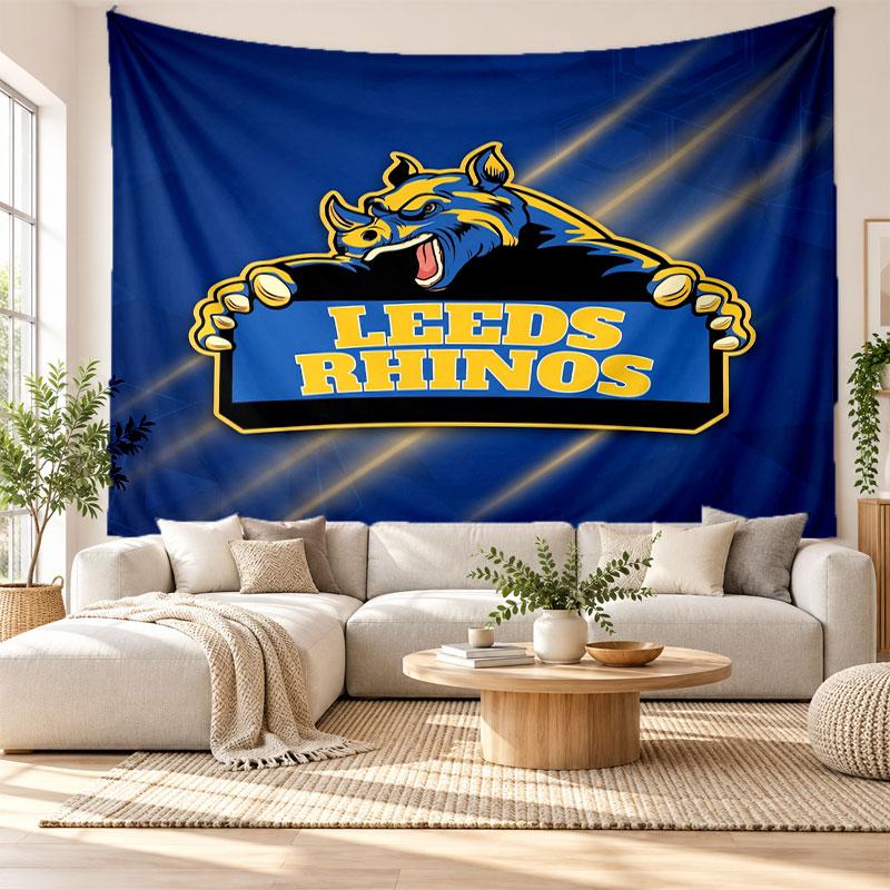Arazzo da Parete Leeds Rhinos, Appeso a Parete in Tessuto Morbido, Sfondo Decorativo per Camera da Letto Arte da Parete per la Casa
