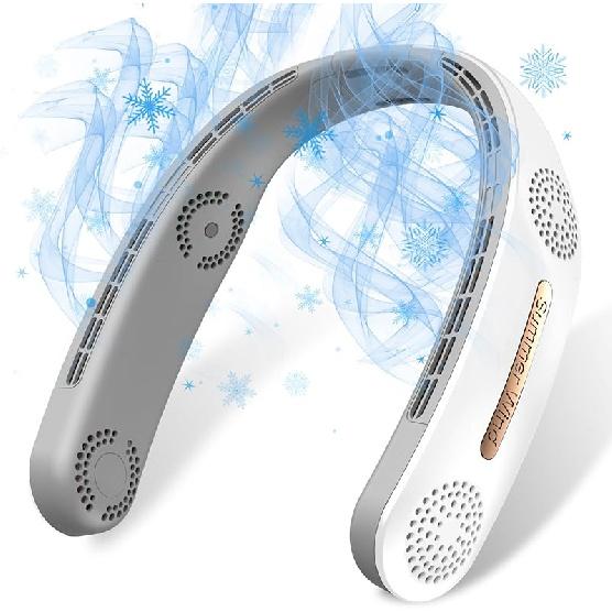 

OLV Вентилятор на шею 4 Турбо 6000 мАч Портативный 360 Охлаждающий воздушный поток Беспроводной USB Перезаряжаемый вентилятор на шею с 3 скоростями регулировки для путешествий на открытом воздухе в помещении - белый