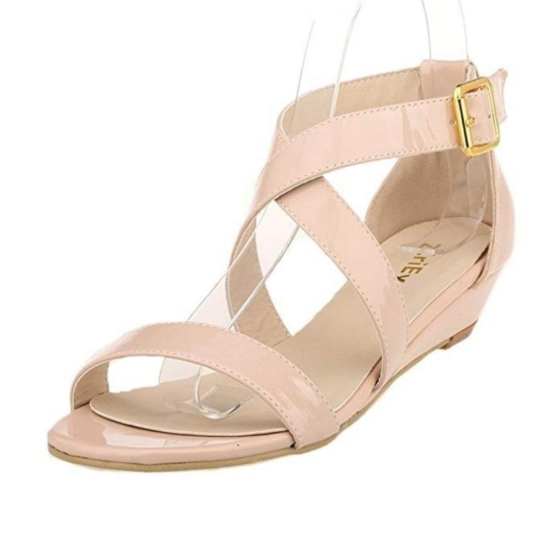 Женские босоножки на танкетке, простой стиль, повседневная рабочая обувь на высоком каблуке с острым носком, бархатная рабочая обувь на танкетке 42 телесный